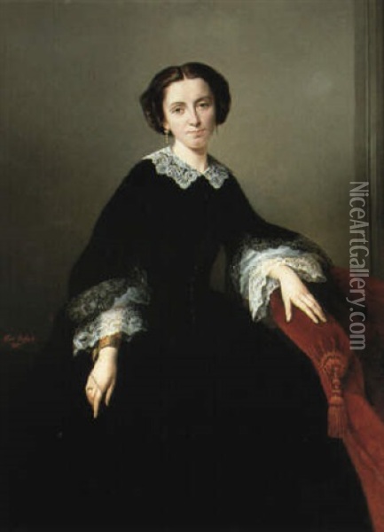 Portrait Of A Lady Oil Painting - Albert Pierre Roberti