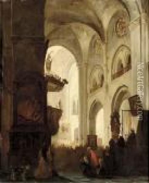 A Church Interior During The Mass Oil Painting - Jacobus Pelgrom