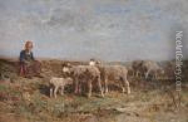 Bergere Et Ses Moutons Oil Painting - Felix Saturnin Brissot de Warville