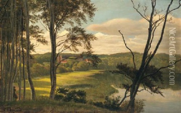 Visborg Gaard Oil Painting - Carl Frederik Peder Aagaard