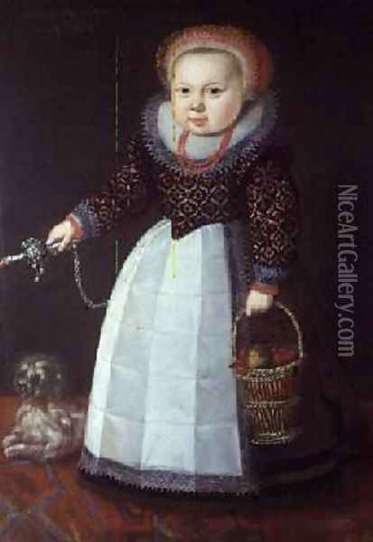 Young Child with a Dog Oil Painting - Johan Cornelisz van Loenen