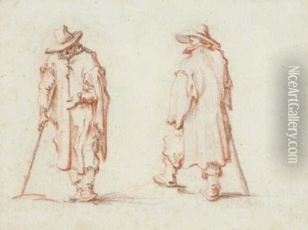 Two Men In Hats And Long Coats Oil Painting - Jacques Callot