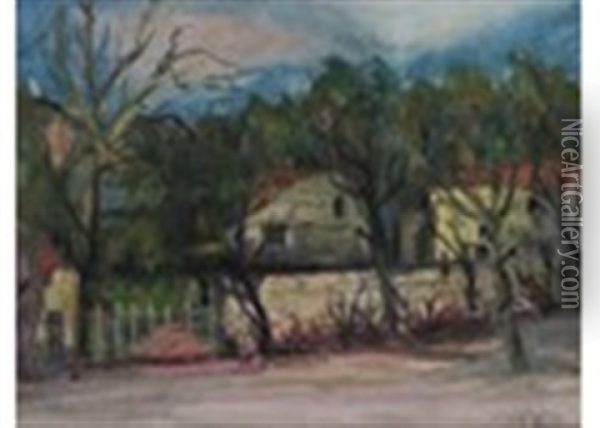 View Of Houses Through The Trees Oil Painting - Rudolf Levy