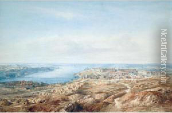 View Of Sebastopol From The Bay Of Kilen Oil Painting - Gaspard Gobaut