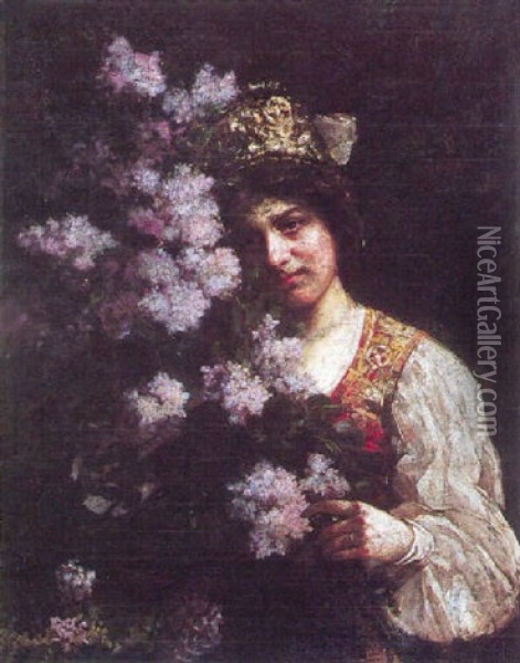 Primavera Oil Painting - Francisco Miralles y Galup