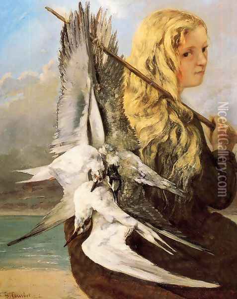 Girl with Seagulls, Trouville Oil Painting - Gustave Courbet