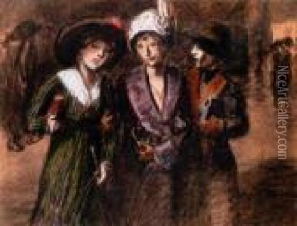 Trois Femmes Oil Painting - Theophile Alexandre Steinlen