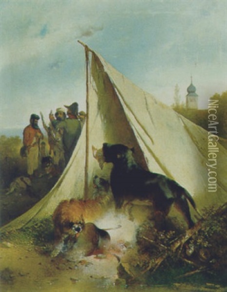 Streitbare Hunde Oil Painting - Carl Pischinger