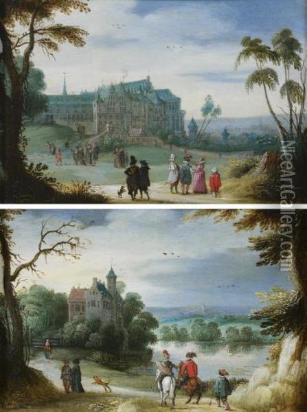 Elegante Assemblee Devant Un Chateau Oil Painting - Sebastien Vrancx