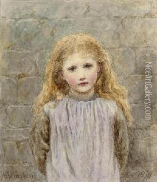 Portrait Of A Young Girl With Flushed Cheeks Oil Painting - Helen Mary Elizabeth Allingham