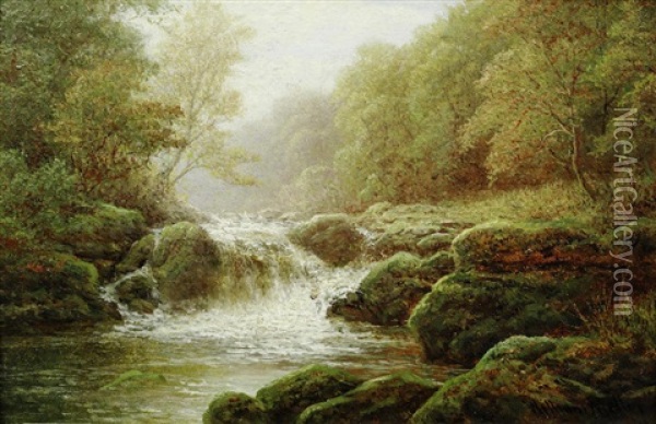 'on The Wharfe, Bolton Woods, Yorkshire'; 'on The Greta, Brignal Bank', A Pair Oil Painting - William Mellor