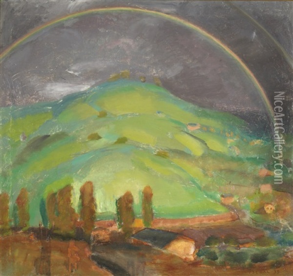 Late Rainbow Oil Painting - Edouard Vysekal