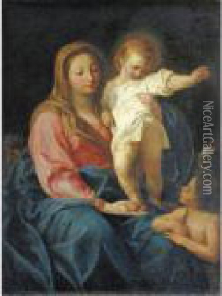 Madonna Col Bambino E San Giovannino Oil Painting - Pompeo Gerolamo Batoni