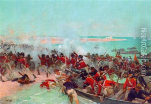 Royal Marines Landing On A Mediterranean Coast Oil Painting - Henri Louis Dupray