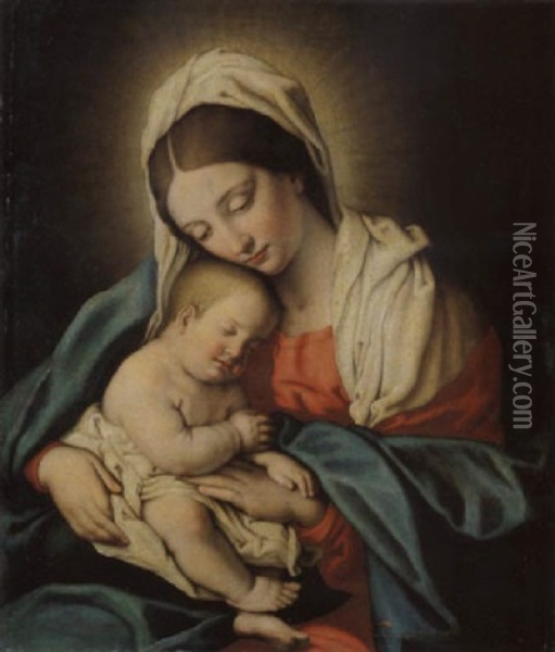 Madonna Mit Schlafendem Kind Oil Painting - Giovanni Battista Salvi (Il Sassoferrato)