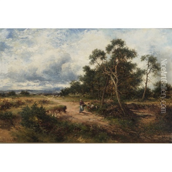 A Sandy Common, Surrey Oil Painting - Carl Brennir