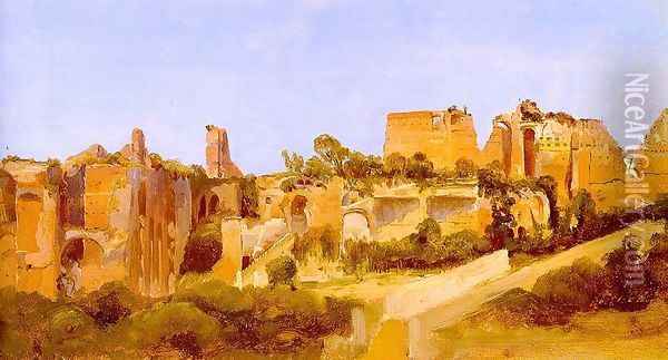 The Ruins of the Septizonium on the Palatine in Rome 1829 Oil Painting - Charles Blechen
