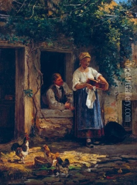Conversation Galante Oil Painting - Emile Charles Dameron