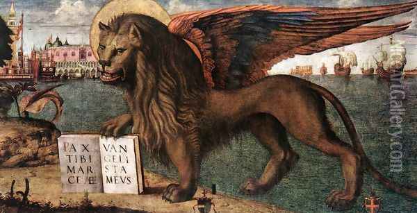 The Lion of St Mark (detail 1) 1516 Oil Painting - Vittore Carpaccio