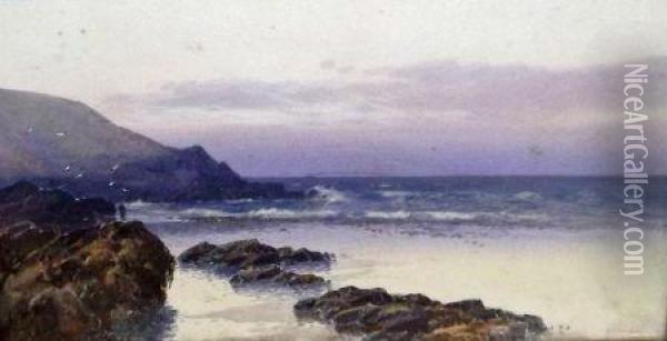 Pentine Point Near Newqay Cornwall Oil Painting - Frederick John Widgery