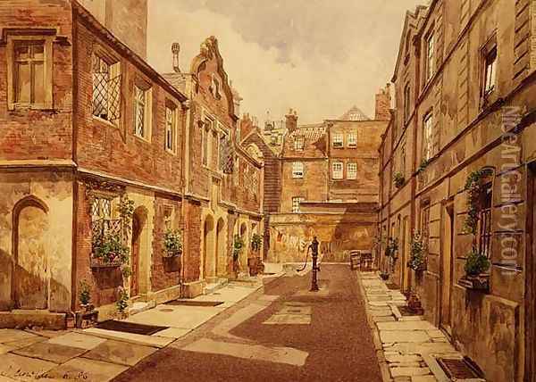 Alms Houses, Cock Court Oil Painting - John Crowther
