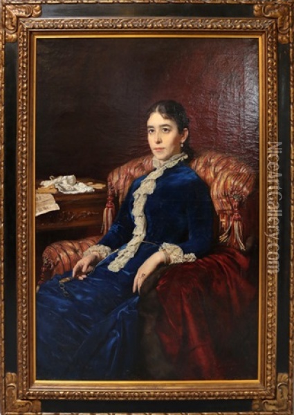 Portrait Wohl Von Maria Fjodorowna Als Kaiserin Von Russland (1881-1894), Gemahlin Von Zar Alexander Iii. (geb. Als Marie Sophie Frederikke Dagmar, Prinzessin Von Danemark) Oil Painting - Genrich Matveevic Manzier