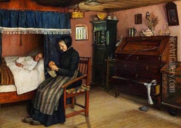 En Lille Patient Oil Painting - Holga Elise Amalie Reinhard