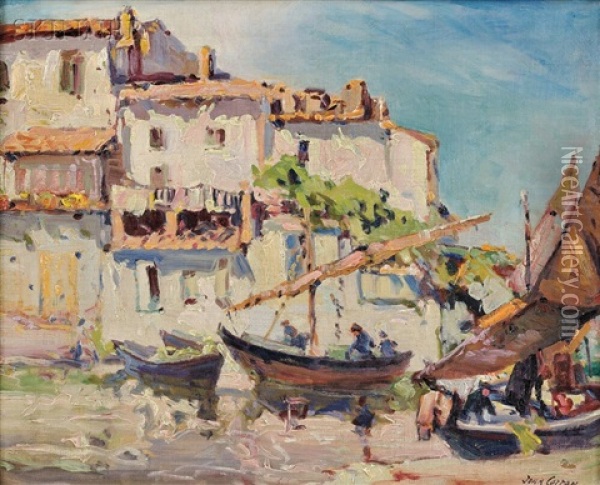 Harbor View, Martigues, France Oil Painting - John Wesley Cotton