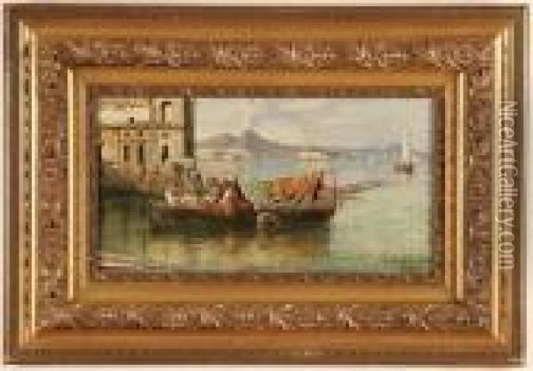 Bay Of Naples Oil Painting - Consalvo Carelli