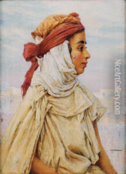 Jeune Fille De Profil Oil Painting - Louis Auguste Girardot