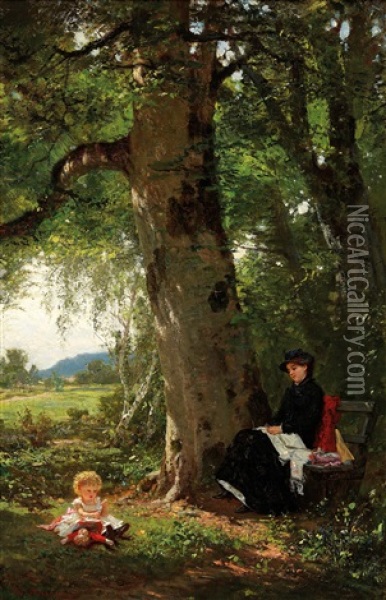 Idyllic Afternoon Oil Painting - Wilhelm August Lebrecht Amberg