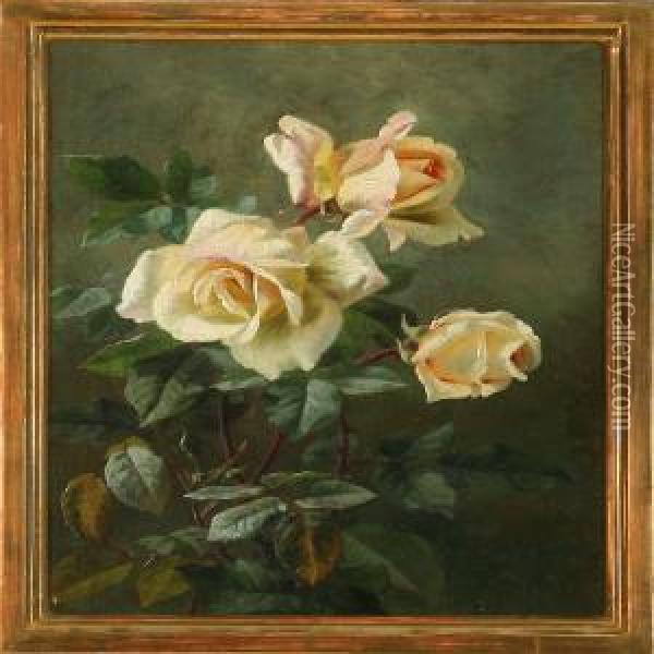 Yellow Roses Oil Painting - Anthonie, Anthonore Christensen