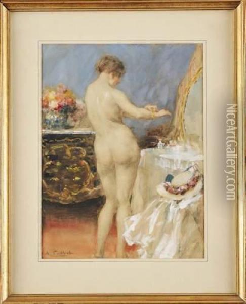 Nu Devant La Coiffeuse Oil Painting - Antoine Calbet