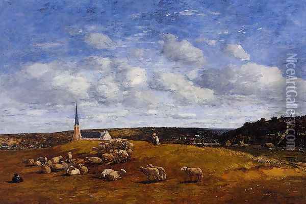 Landscape near Deauville Oil Painting - Eugene Boudin