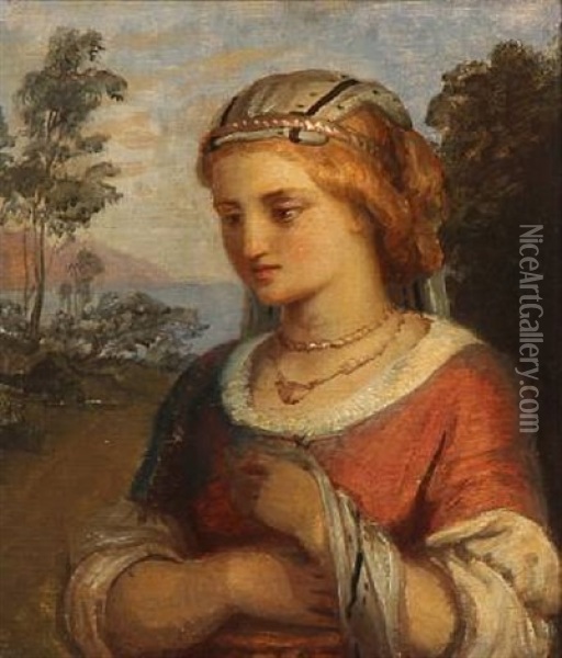 A Young Woman Oil Painting - Lorenz Frolich