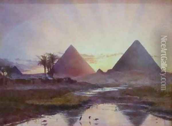 The Pyramids at Gizeh Oil Painting - Thomas Seddon
