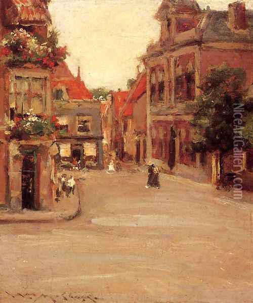 The Red Roofs of Haarlem (or A Street in Holland) Oil Painting - William Merritt Chase