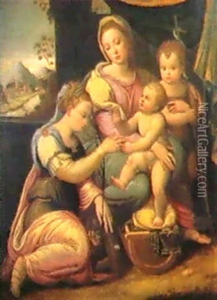 Lo Sposalizio Mistico Di Santa Caterina Oil Painting - Roberto Giulio Tonducci