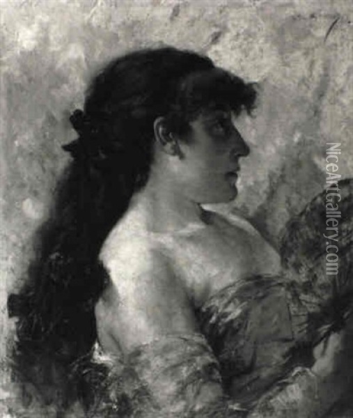 Portrait Presume De Sarah Bernhardt Oil Painting - Theo van Rysselberghe