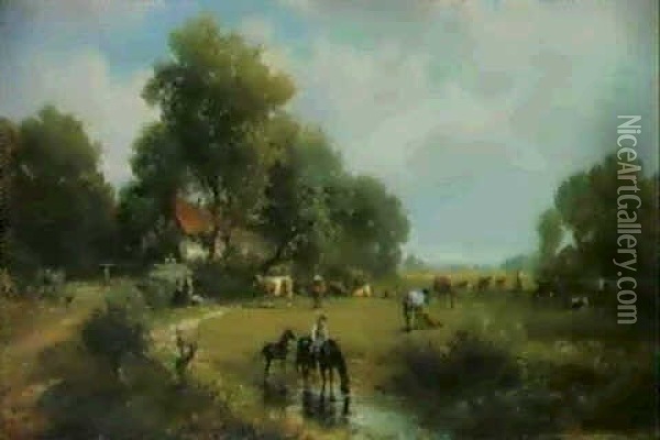 Landliche Idylle Oil Painting - Rudolf (Heinrich Albert) Poeppel