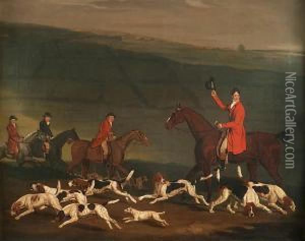 Chasse A Courre En Angleterre. Oil Painting - Benjamin Marshall