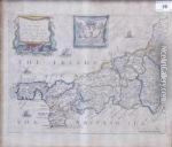 Map Of Cornwall Oil Painting - William Eddowes Turner