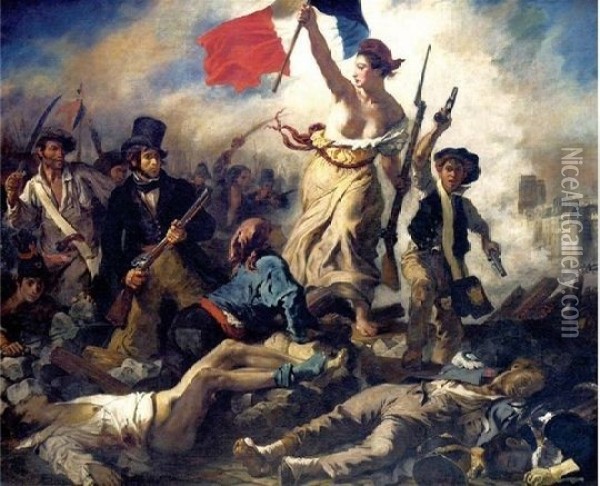 La Liberte Guidant Le Peuple Oil Painting - Henry-Eugene Delacroix