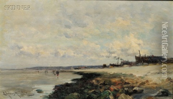 Coastal View With Figures Oil Painting - Edmund Aubrey Hunt