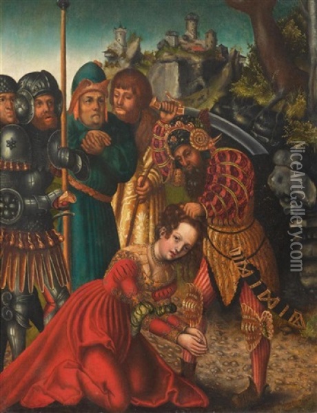 Das Martyrium Der Heiligen Barbara Oil Painting - Lucas Cranach the Elder
