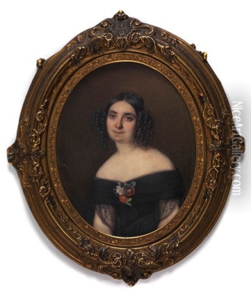 Miniaturportrait Einer Dame Oil Painting - Herminie Louise Mutel