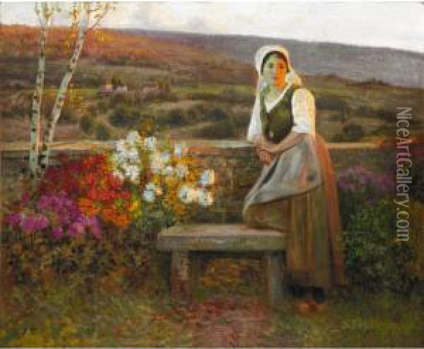 Girl In The Evening Light Oil Painting - Jean Beauduin