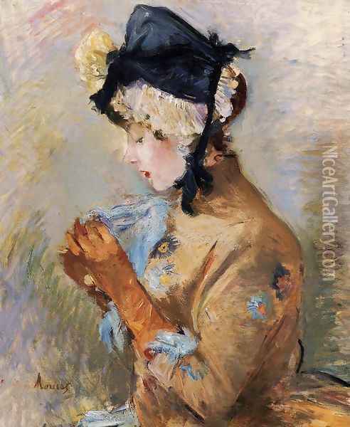 Woman Wearing Gloves Aka The Parisian Oil Painting - Berthe Morisot