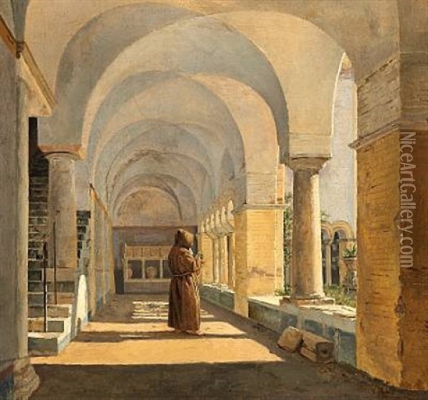 Klosteret St. Lorenzo Udenfor Roma Oil Painting - Frederik (Johan Frederik Nikolai) Vermehren