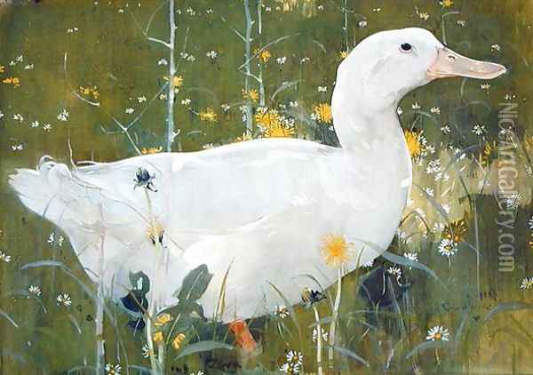 The White Drake Oil Painting - Joseph Crawhall